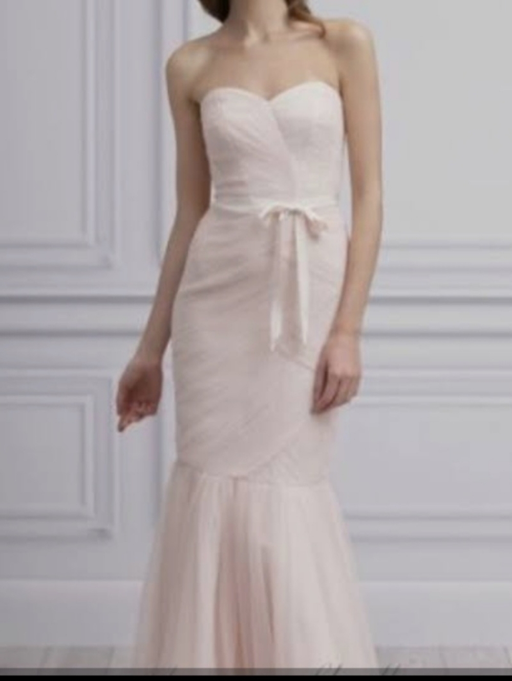 Monique Lhuillier Bridesmaids Strapless Pale Pink Mermaid Gown